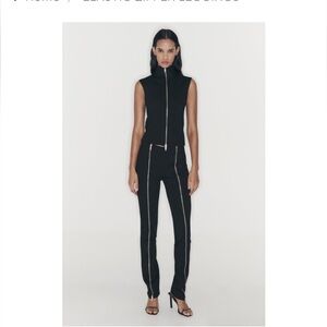 Zara high waisted leggings with zippers Bottega Veneta style